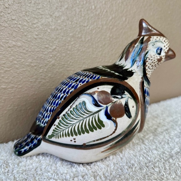 Vintage Tonala Pottery Mexican Folk Art Quail Bird Figurine Statue large - Picture 7 of 9